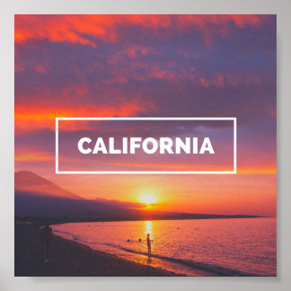 Vintage California Sunset Beach Poster