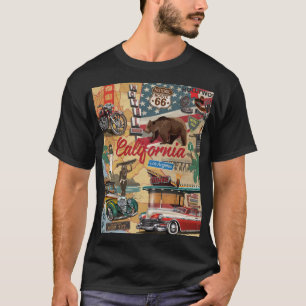 Vintage California: tourist attractions map. T-Shirt