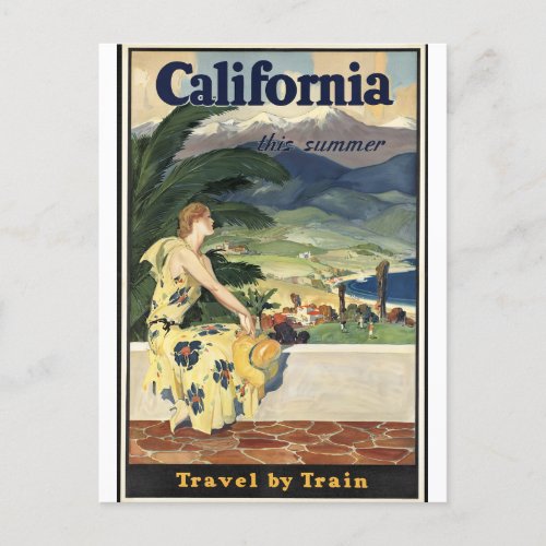 Vintage California Travel by Railway Train  Postcard