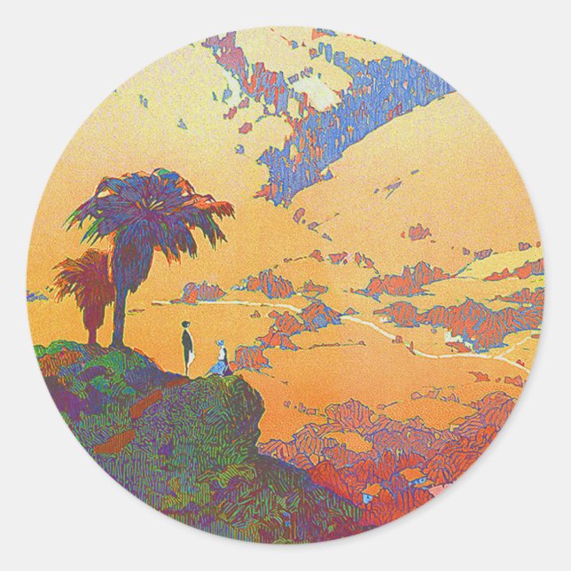 Vintage California Travel Classic Round Sticker (Front)