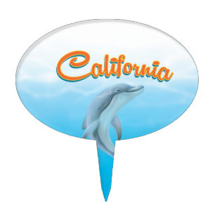 Vintage California Travel Poster Cake Topper