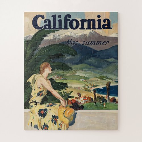 Vintage California Travel Poster Jigsaw Puzzle