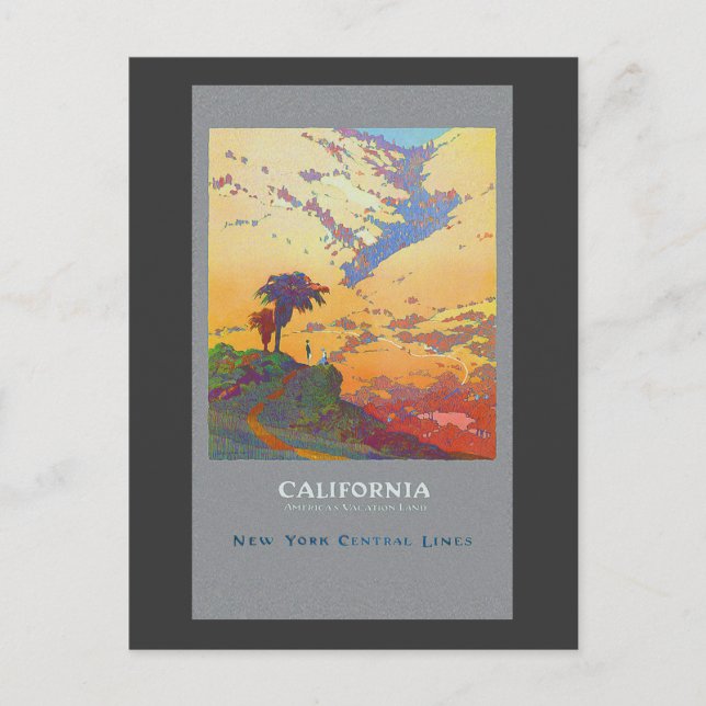 Vintage California Travel Poster Postcard (Front)