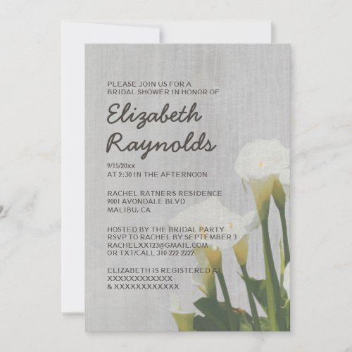 Vintage Calla Lily Bridal Shower Invitations