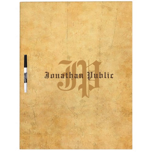 Vintage Calligraphed Old English Text Monogram Dry Erase Board