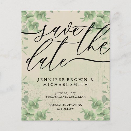 Vintage Calligraphy Eucalyptus budget special day Flyer