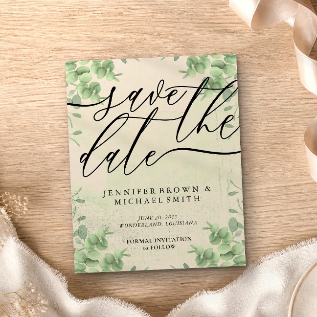 Vintage Calligraphy Eucalyptus budget special day Flyer