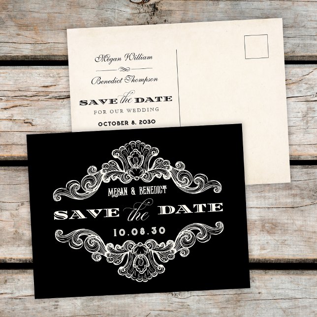 Vintage calligraphy gothic wedding Postcard (Creator Uploaded)