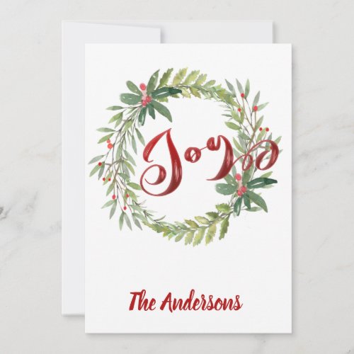 Vintage calligraphy joy botanical wreath  holiday 