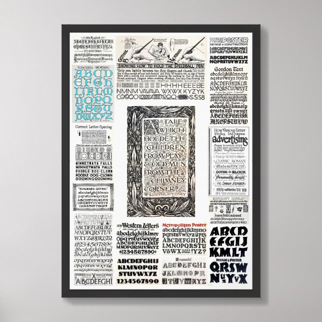 VINTAGE Calligraphy/Lettering print (Framed Front)