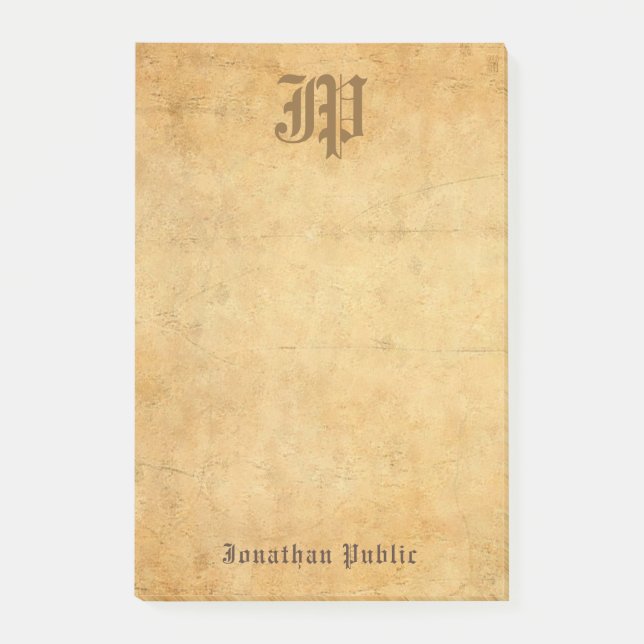 Vintage Calligraphy Monogram Elegant Template Post-it Notes (Front)