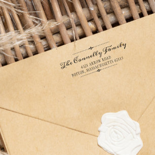 Vintage Calligraphy Name & Address Self-inking Stamp