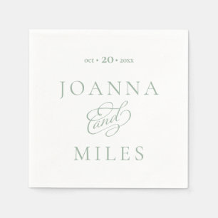 Vintage Calligraphy Sage Simple & Elegant Wedding Napkins