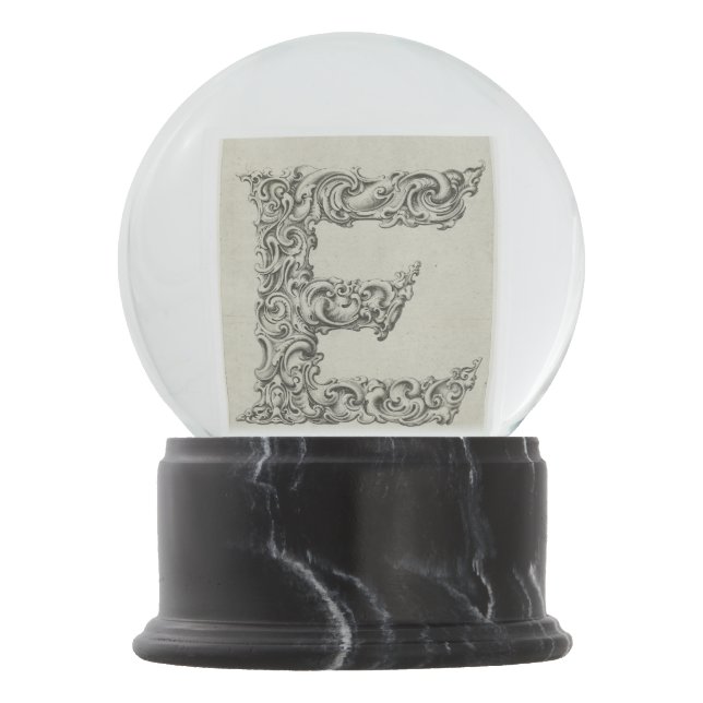 Vintage Calligraphy Script 'Letter E' Snow Globe (Front)