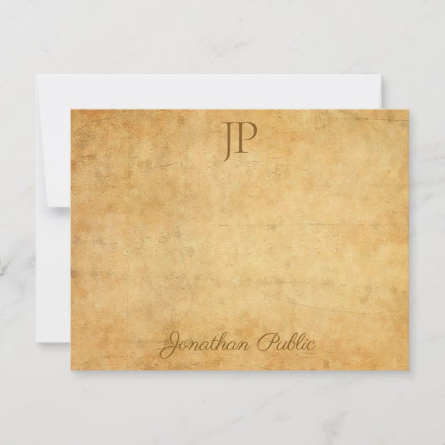Vintage Calligraphy Script Text Classic Monogram Note Card (Front)