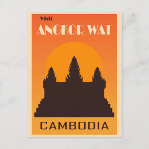 Vintage Cambodia Angkor Wat Temple Travel Postcard