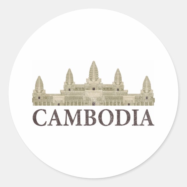 Vintage Cambodia Classic Round Sticker (Front)