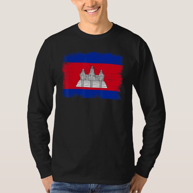 Vintage Cambodia Flag Cambodian Independence Day T-Shirt (Front)