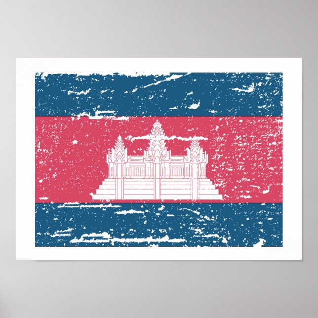 Vintage Cambodia Flag Poster (Front)