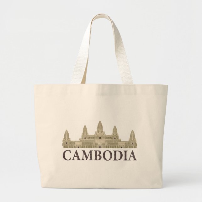 Vintage Cambodia Large Tote Bag (Front)