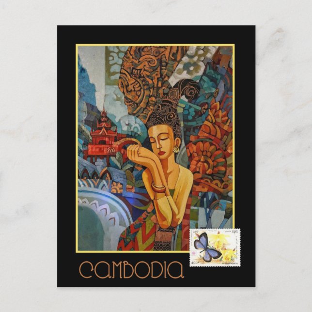 Vintage Cambodia Travel Postcard (Front)