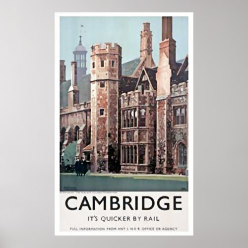 Vintage Cambridge England University Art Print