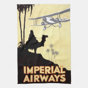 Vintage Camel and Airplane Egypt Travel Kitchen Towel