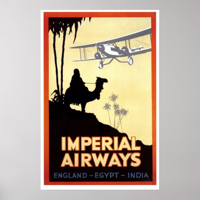 Vintage Camel and Airplane Egypt Travel Poster (Front)