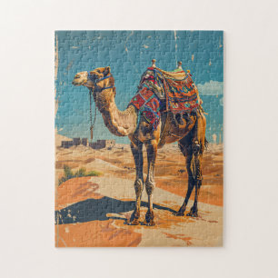 Vintage Camel Retro Desert Art Jigsaw Puzzle