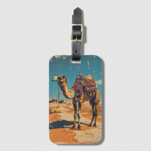 Vintage Camel Retro Desert Artwork Luggage Tag