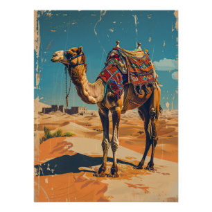 Vintage Camel Retro Desert Decoupage Poster
