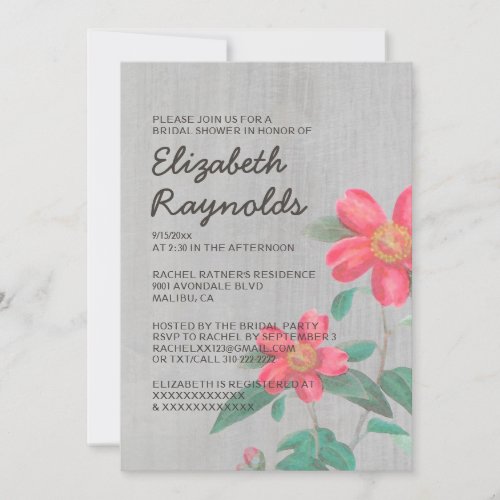 Vintage Camellia Bridal Shower Invitations