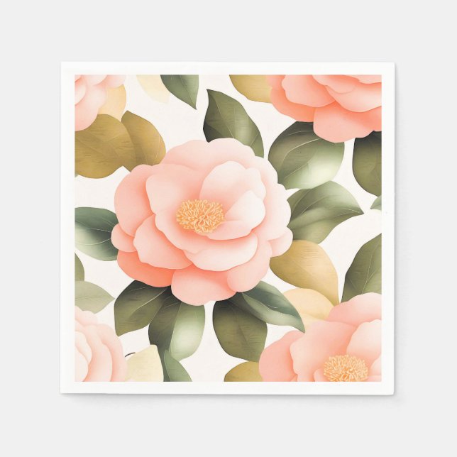 Vintage Camellia Flowers Napkins (Front)