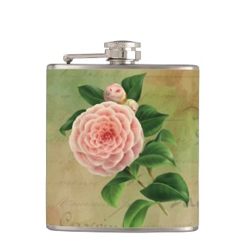 Vintage Camellia French Botanical Flask by encore_arts at Zazzle