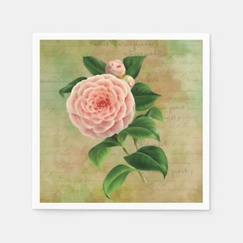 Vintage Camellia French Botanical Paper Napkins by encore_arts at Zazzle