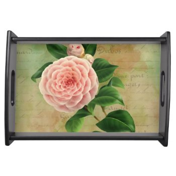 Vintage Camellia French Botanical Serving Tray by encore_arts at Zazzle