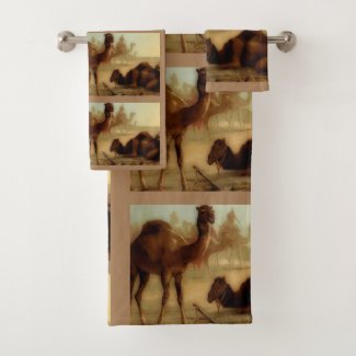 Vintage camels bath towel set