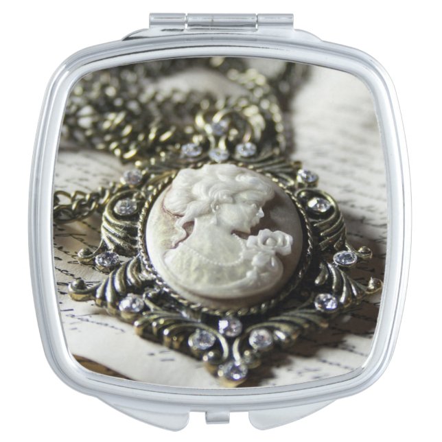 Vintage Cameo Carving Compact Mirror (Front)