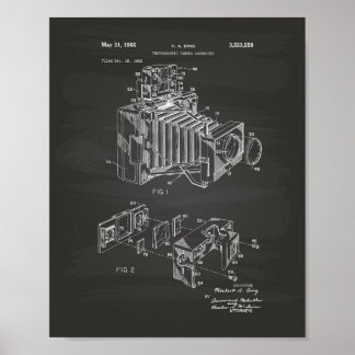Vintage Camera 1966 Patent Art - Chalkboard Poster