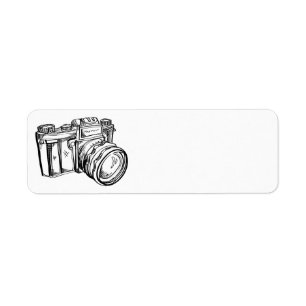 Vintage Camera Address Label - Black and White