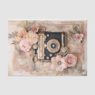 Vintage Camera and Pink Florals, Shabby Chic Tissue Paper
