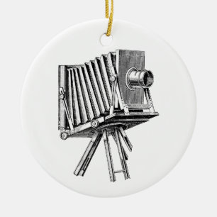 Vintage Camera - Antique Cameras Photography Black Ceramic Ornament