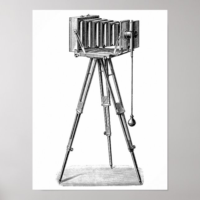 Vintage Camera - Antique Cameras Photography Black Poster (Front)