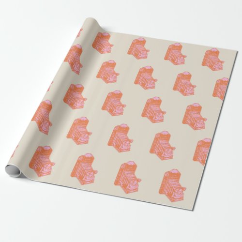 Vintage Camera Artwork in Orange and Pink Wrapping Paper