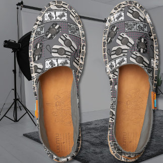 Vintage Camera - Black and White Gray Espadrilles