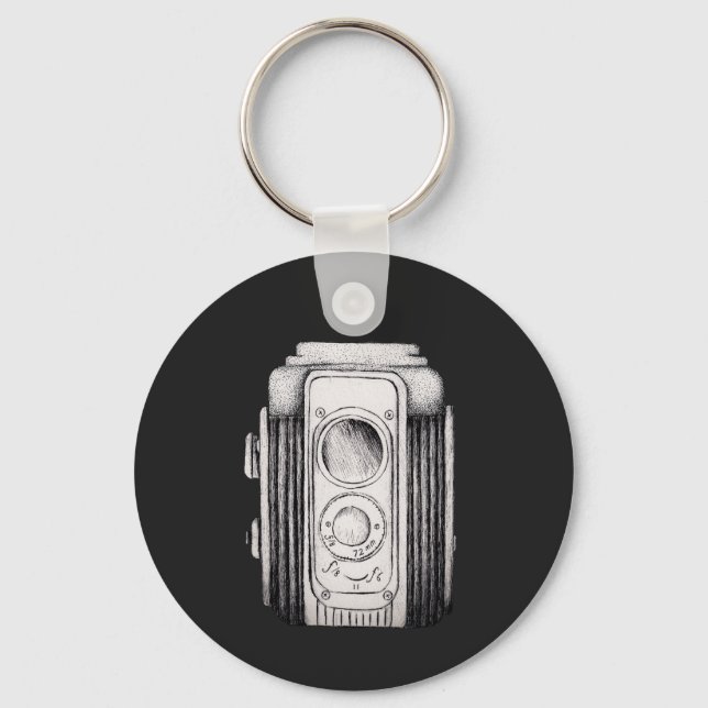 Vintage Camera Black Without wording Keychain (Front)