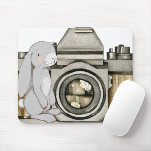 Vintage Camera & Bunny Mouse Pad