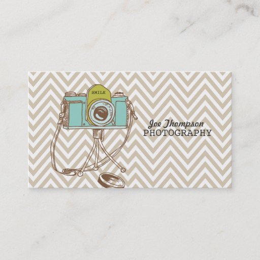 Customizable Vintage Camera Chevron Photographer Business Cards