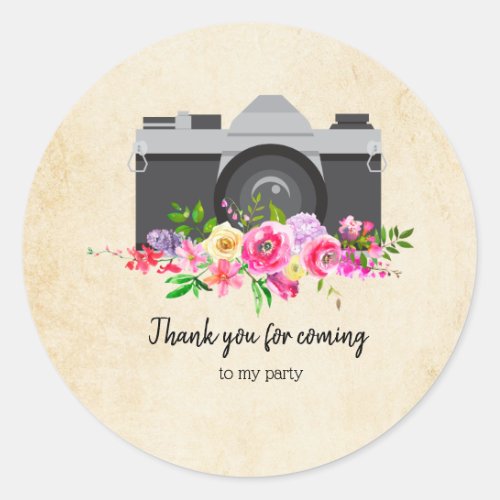 Vintage camera classic round sticker