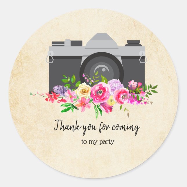 Vintage camera classic round sticker (Front)